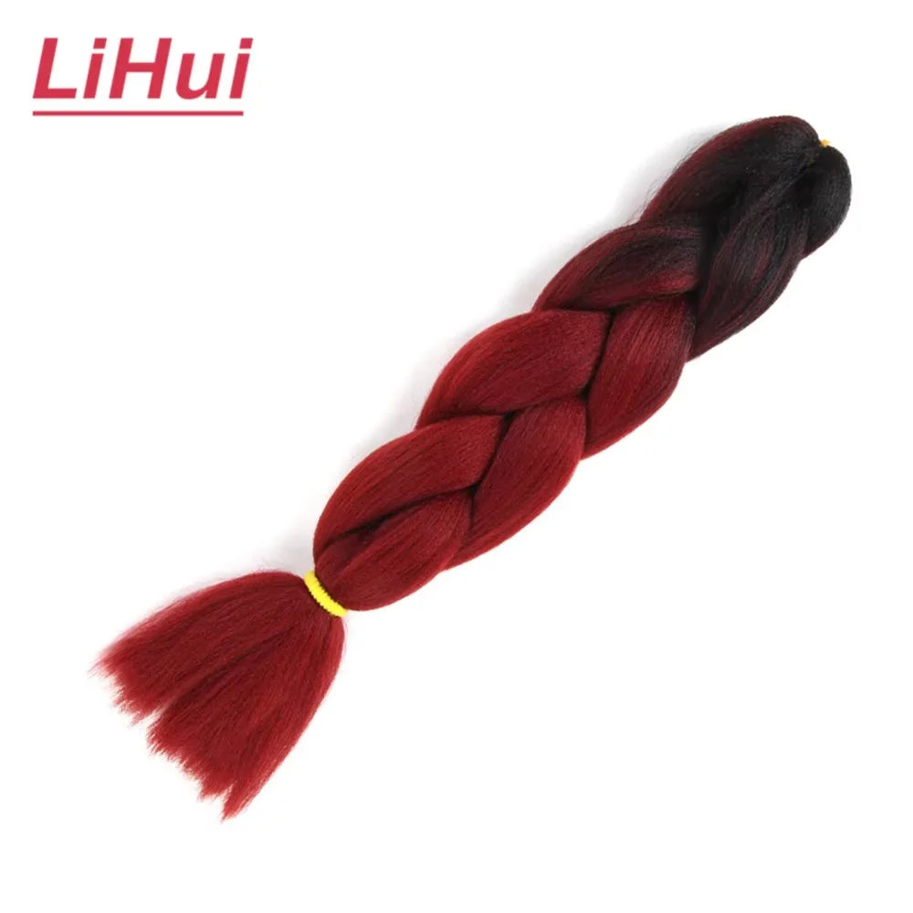 24 Inches Synthetic Braiding Hair Jumbo Braid Ombre Jumbo Hair Extension For Women DIY Hair Braids Purple Pink Yellow Gray