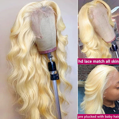 13x6 HD Transparent 613 Blonde Lace Frontal Human Hair Wigs Body Wave Lace Wigs