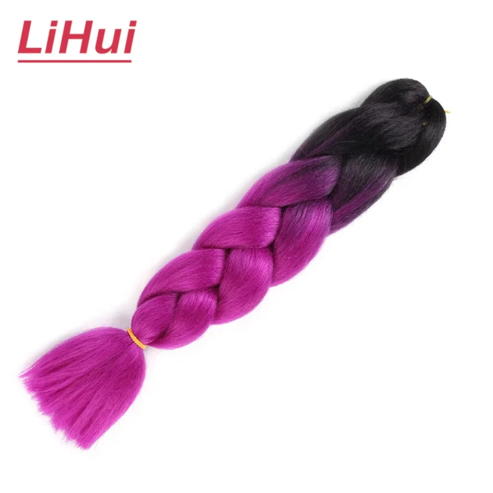 24 Inches Synthetic Braiding Hair Jumbo Braid Ombre Jumbo Hair Extension For Women DIY Hair Braids Purple Pink Yellow Gray