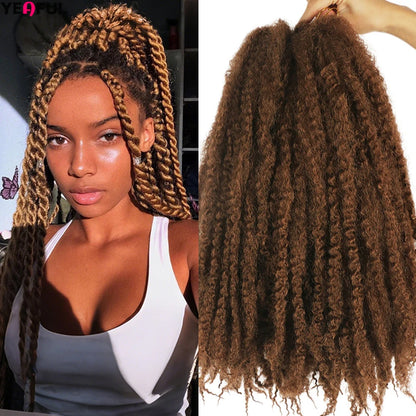 18 Inch Synthetic Marley Twist Braiding Hair Red Black Brown Ginger Bug Blonde #4 Pre Looped Marley Twists Crochet Hair