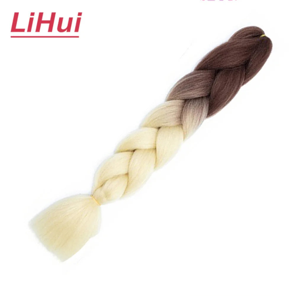 24 Inches Synthetic Braiding Hair Jumbo Braid Ombre Jumbo Hair Extension For Women DIY Hair Braids Purple Pink Yellow Gray