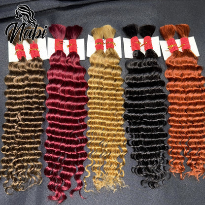 Nabi Boho Braids Human Hair 50g/bundle Deep Wave Hair Bulk Brazilian Human Braiding Hair 6 Bundle full Head