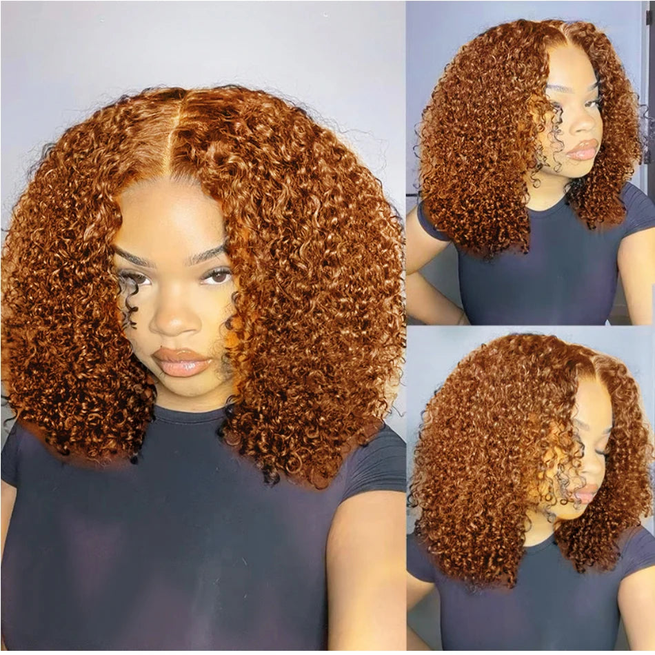 10A 6x5 Glueless Lace Human Hair Wigs Ready To Wear And Go Short Curly Ombre Highlights Brown Blonde Ginger 99J Colored Wigs