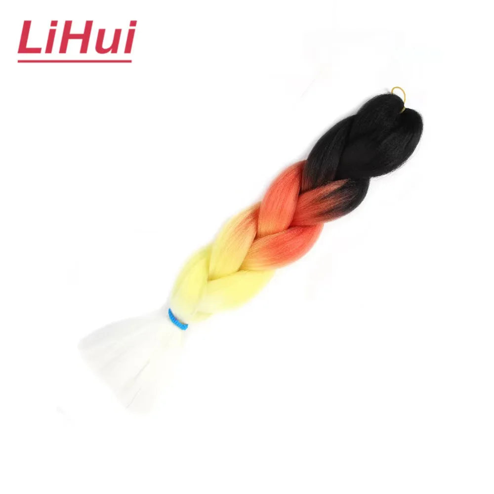 24 Inches Synthetic Braiding Hair Jumbo Braid Ombre Jumbo Hair Extension For Women DIY Hair Braids Purple Pink Yellow Gray
