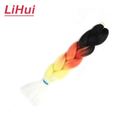 24 Inches Synthetic Braiding Hair Jumbo Braid Ombre Jumbo Hair Extension For Women DIY Hair Braids Purple Pink Yellow Gray