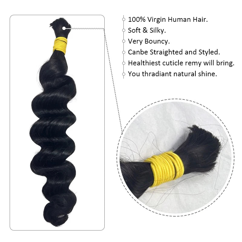 Loose Deep Human Braiding Hair 100g/pc Natural Black Curly Bulk Human Hair for Braiding No Weft Unprocessed Brazilian Human Hair