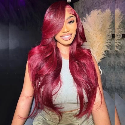 13x6 HD Lace Front Wig 99J Red Burgundy Colored Human Hair Wigs Body Wave Human Hair Wigs Transparent Lace Frontal Wigs