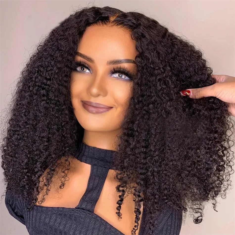 10A 100% Go Glueless Wigs Human Hair Wigs Ready To Wear Bleached Knots 6x5 Pre Cut HD Transparent Glueless Lace Wigs Kinky Curly