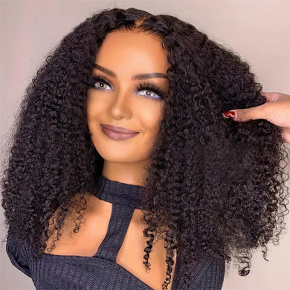 10A 100% Go Glueless Wigs Human Hair Wigs Ready To Wear Bleached Knots 6x5 Pre Cut HD Transparent Glueless Lace Wigs Kinky Curly