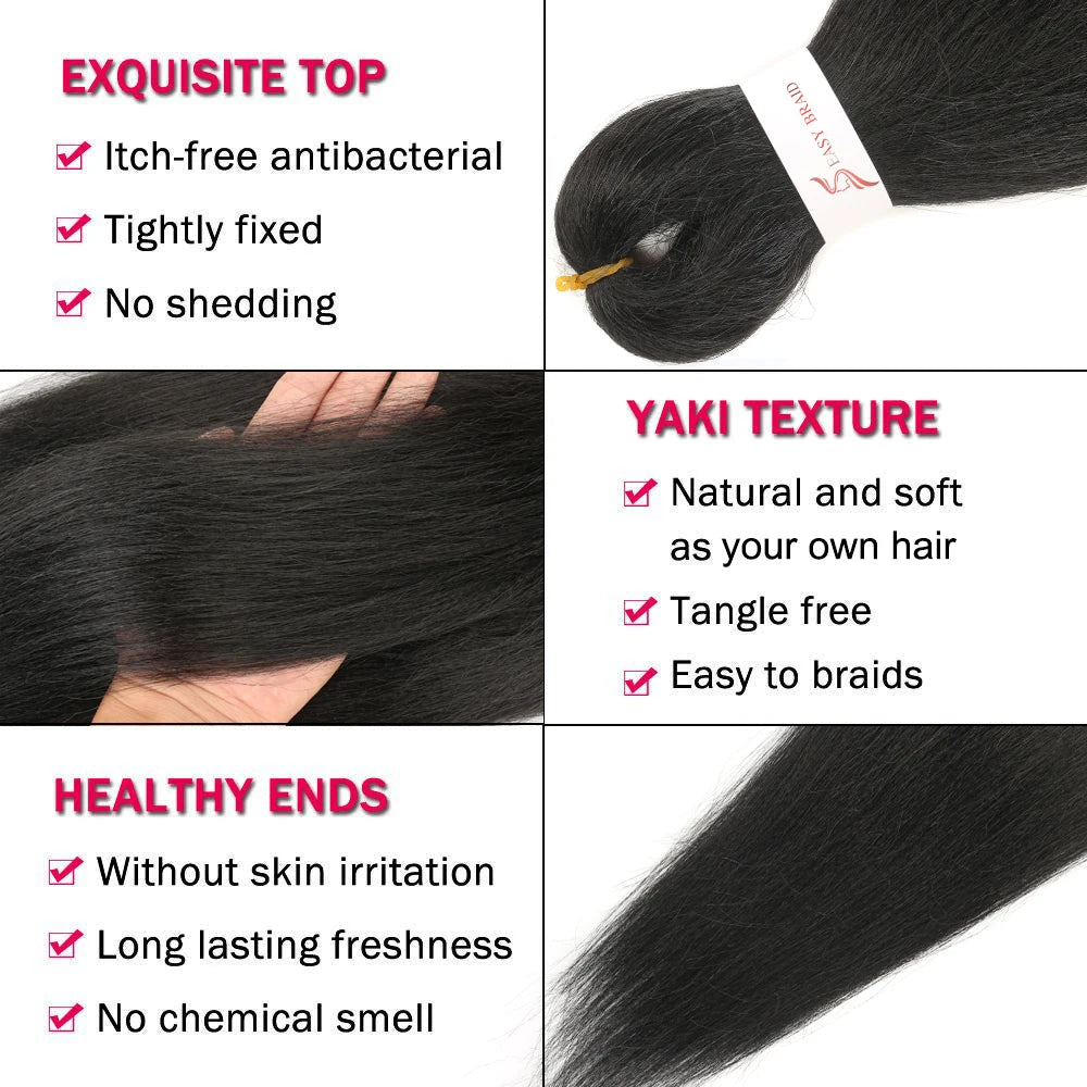 Braiding Hair Pre Stretched Hot Water Setting Black Braiding Hair 8 Packs Synthetic Xpression Pre-stretched Braids Hair Extension
