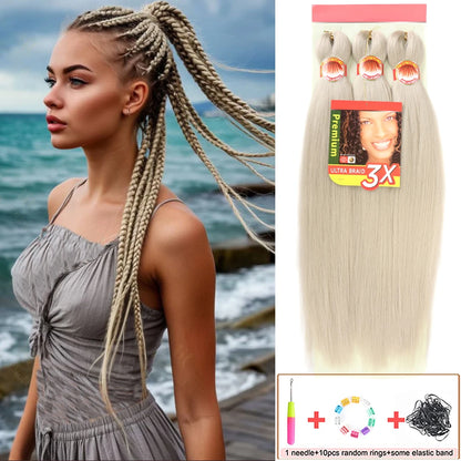Pre Stretched Braiding Hair 26in 3 Packs Black Braiding Hair Synthetic Prestretched Braid Hair Extensions Crochet Twist Braids