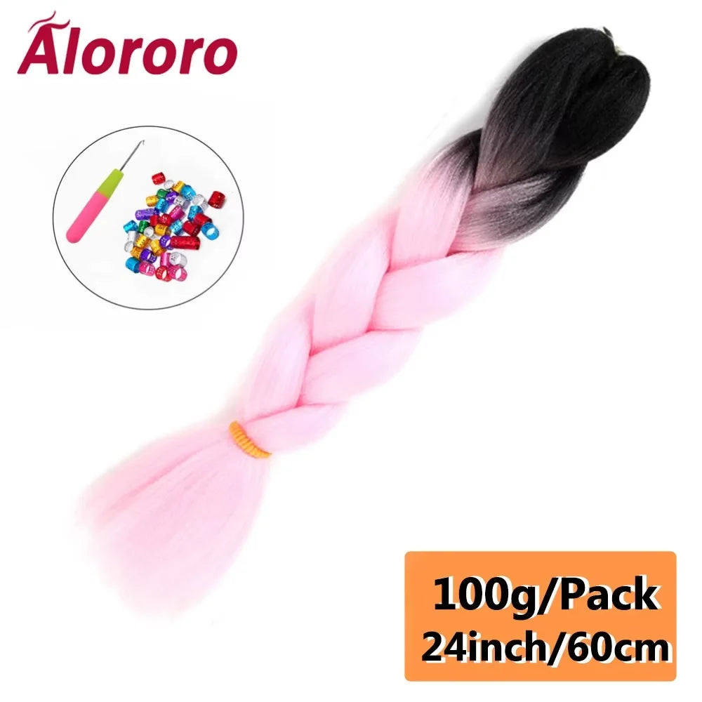 24 Inch Jumbo Braids for Hair Extensions Purple Synthetic Braiding Hair Accessories 100G/Pack Women DIY Hair for Crochet Braid