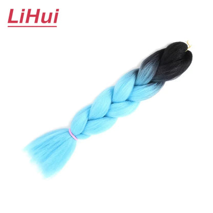24 Inches Synthetic Braiding Hair Jumbo Braid Ombre Jumbo Hair Extension For Women DIY Hair Braids Purple Pink Yellow Gray