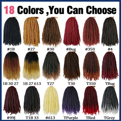 18 Inch Synthetic Marley Twist Braiding Hair Red Black Brown Ginger Bug Blonde #4 Pre Looped Marley Twists Crochet Hair