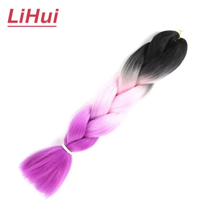 24 Inches Synthetic Braiding Hair Jumbo Braid Ombre Jumbo Hair Extension For Women DIY Hair Braids Purple Pink Yellow Gray