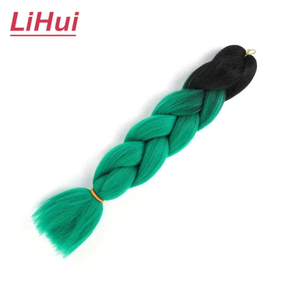 24 Inches Synthetic Braiding Hair Jumbo Braid Ombre Jumbo Hair Extension For Women DIY Hair Braids Purple Pink Yellow Gray