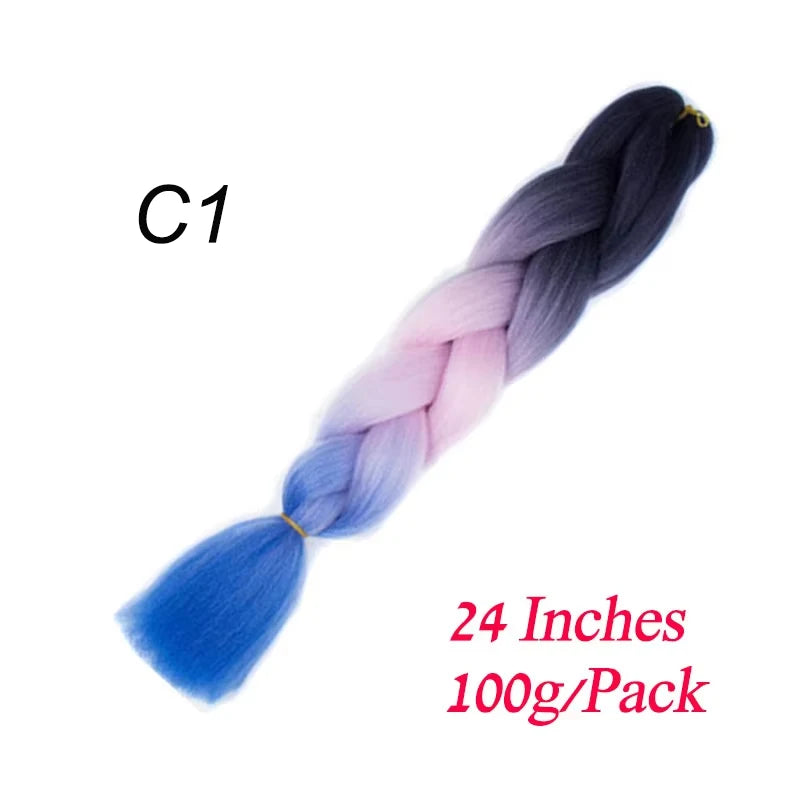 Synthetic Braiding Hair Pre Stretched Jumbo Braid Hair Extensions 24 inch  Kanekalon Hair For African Braids 100g