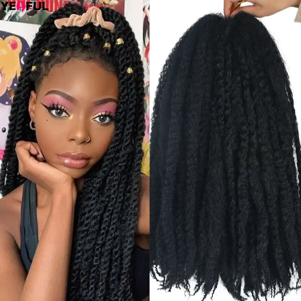 18 Inch Synthetic Marley Twist Braiding Hair Red Black Brown Ginger Bug Blonde #4 Pre Looped Marley Twists Crochet Hair