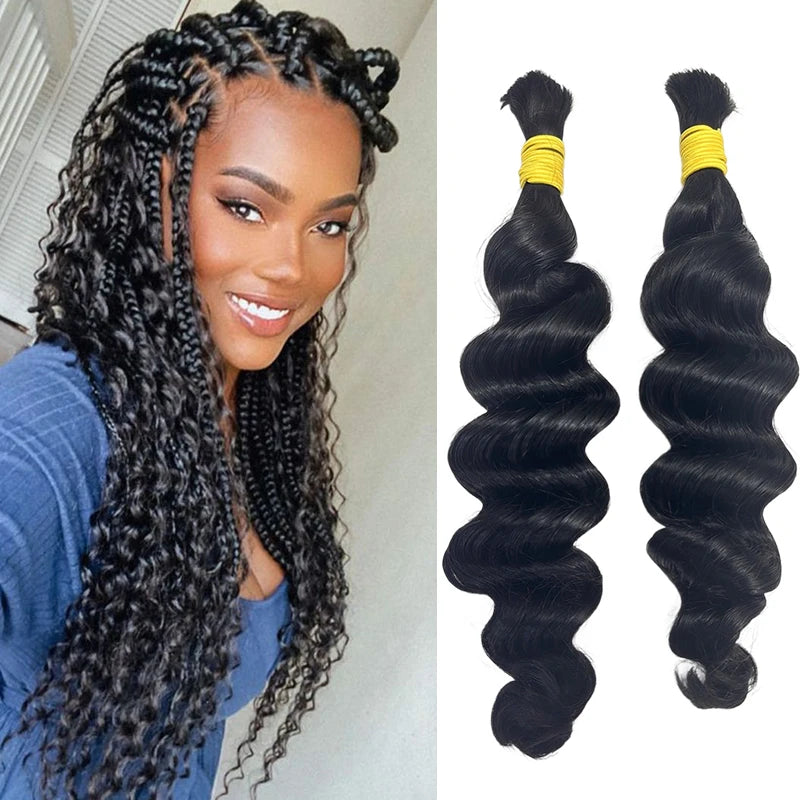 Loose Deep Human Braiding Hair 100g/pc Natural Black Curly Bulk Human Hair for Braiding No Weft Unprocessed Brazilian Human Hair