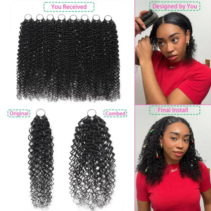 Kinky Curly Hair Pre-Separated Multi-Textured Afro Kinky Curly Feather Crochet Human Braiding Human Crochet Hair