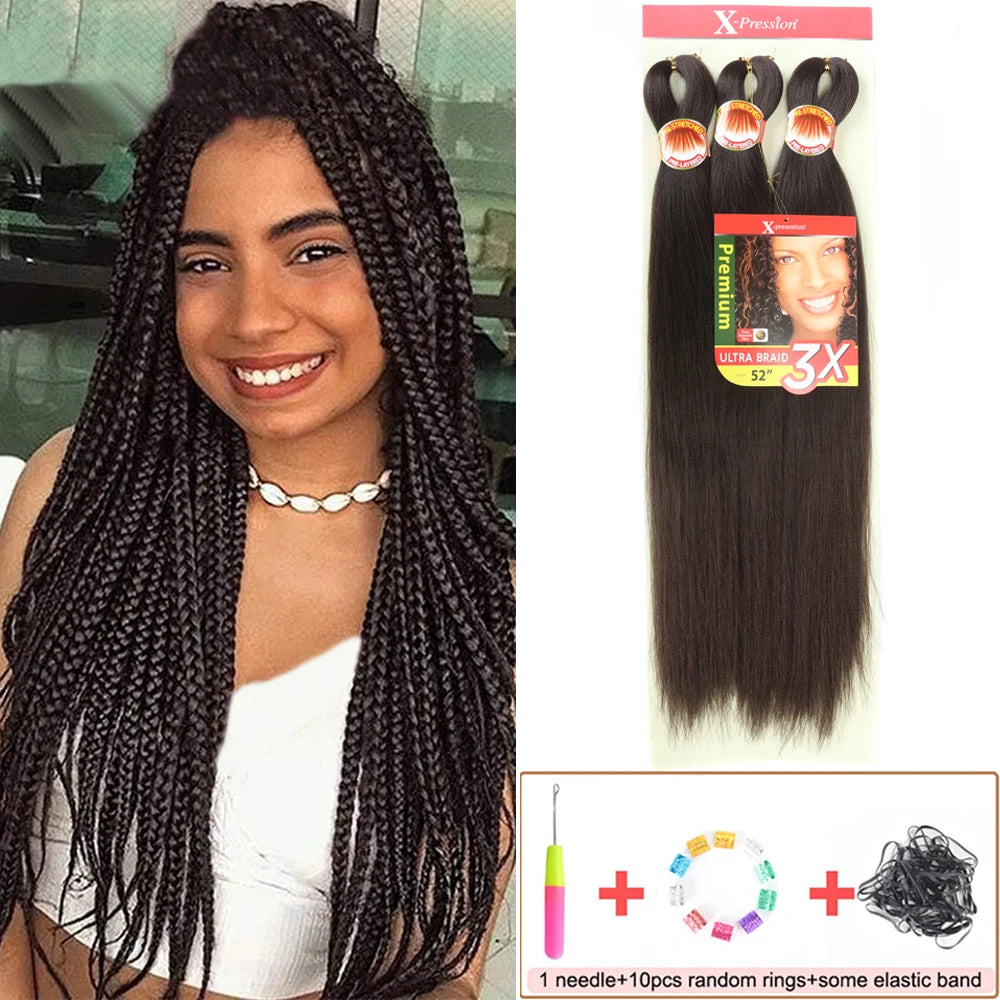 Pre Stretched Braiding Hair 26in 3 Packs Black Braiding Hair Synthetic Prestretched Braid Hair Extensions Crochet Twist Braids