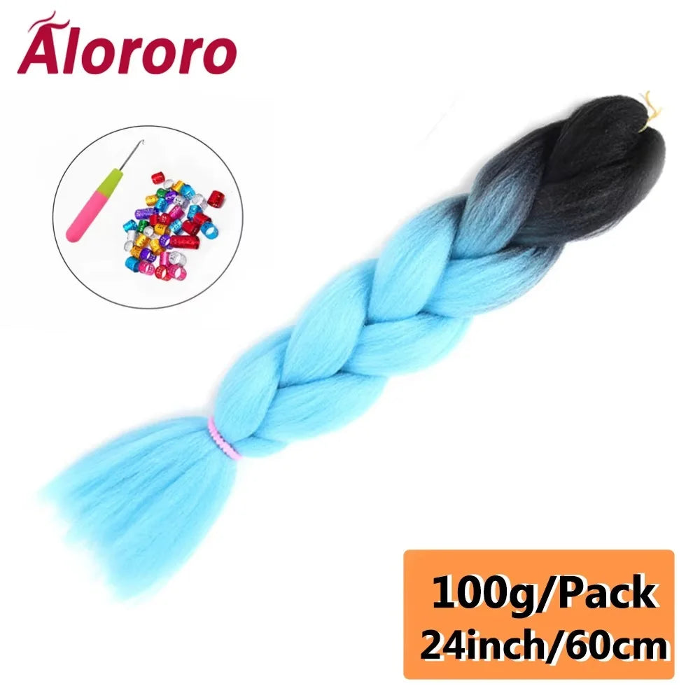 24 Inch Jumbo Braids for Hair Extensions Purple Synthetic Braiding Hair Accessories 100G/Pack Women DIY Hair for Crochet Braid