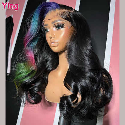 Highlight Blue With Pink Body Wave 5x5 Transparent Lace Wig 13x4 Lace Front Wig Human Hair 13x6 Lace Front Wig PrePlucked