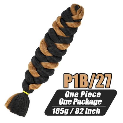 82 Inch Long Kanekalon Jumbo Braiding Hair Synthetic Braids Crochet Hair Extensions 165g Pre Stretched Braid