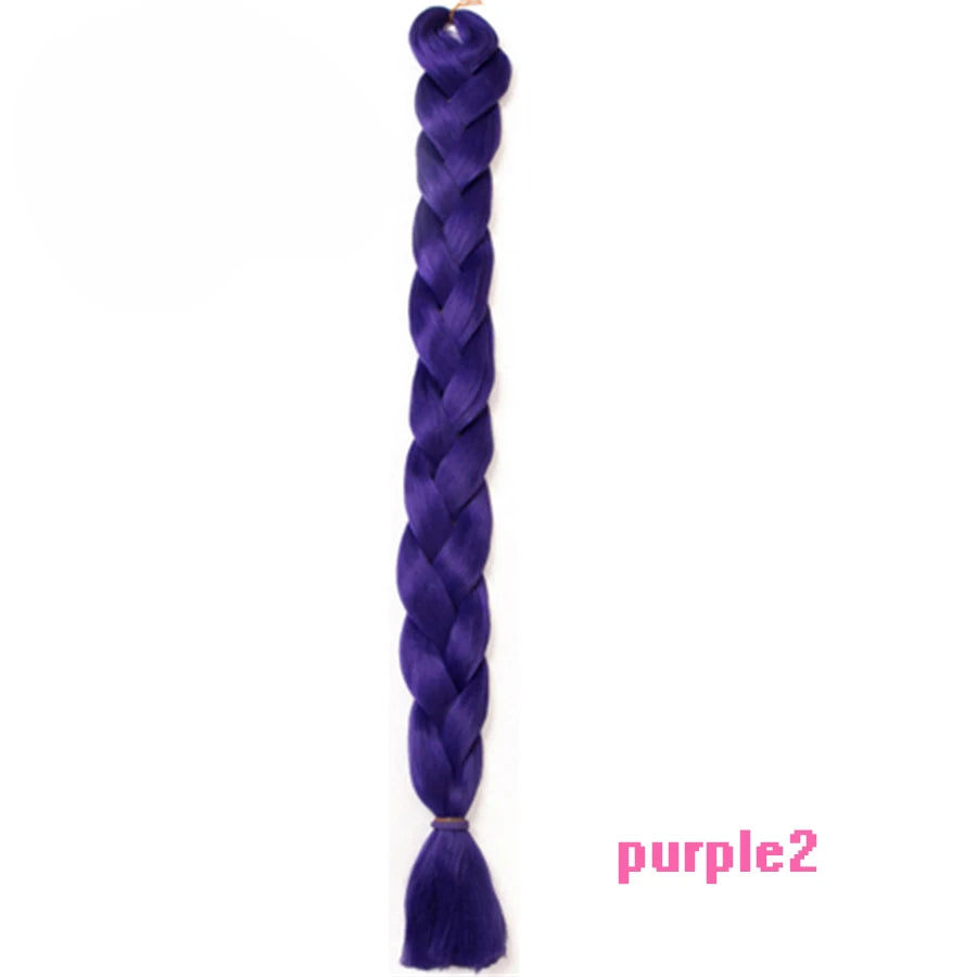 Braiding Hair One Piece Synthetic 82 Inch Heat Fiber Braid 165g/Piece Black Pure Color Jumbo Braid Hair Extensions