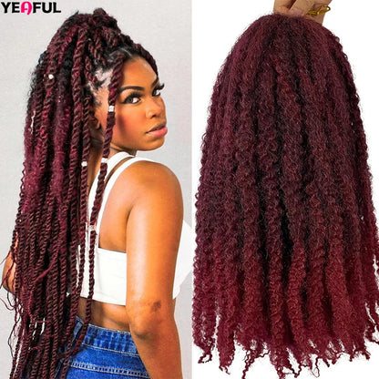 18 Inch Synthetic Marley Twist Braiding Hair Red Black Brown Ginger Bug Blonde #4 Pre Looped Marley Twists Crochet Hair