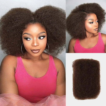 Afro Kinky Bulk Human Hair Extensions Natural Black/Brown Lightweight For Braiding