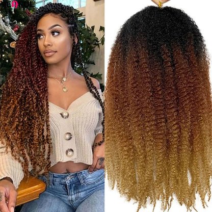 18 Inch Synthetic Marley Twist Braiding Hair Red Black Brown Ginger Bug Blonde #4 Pre Looped Marley Twists Crochet Hair