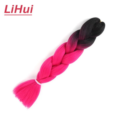 24 Inches Synthetic Braiding Hair Jumbo Braid Ombre Jumbo Hair Extension For Women DIY Hair Braids Purple Pink Yellow Gray
