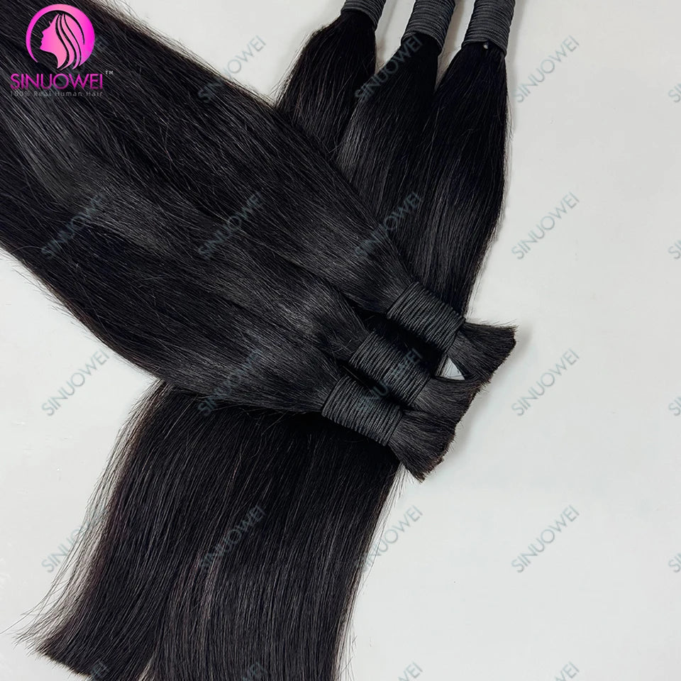 3 Bundles Braiding Bulk 100% Human Hair Bone Straight Unprocessed Human Hair Extensions 1/3 Bundles Brazilian Hair For Braiding