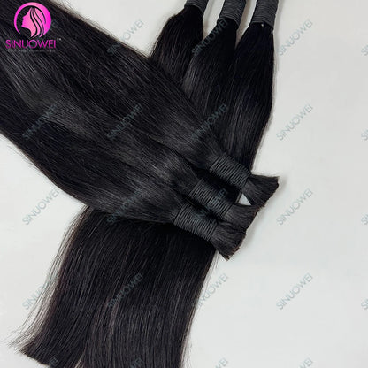 3 Bundles Braiding Bulk 100% Human Hair Bone Straight Unprocessed Human Hair Extensions 1/3 Bundles Brazilian Hair For Braiding