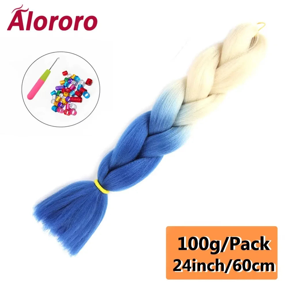 24 Inch Jumbo Braids for Hair Extensions Purple Synthetic Braiding Hair Accessories 100G/Pack Women DIY Hair for Crochet Braid
