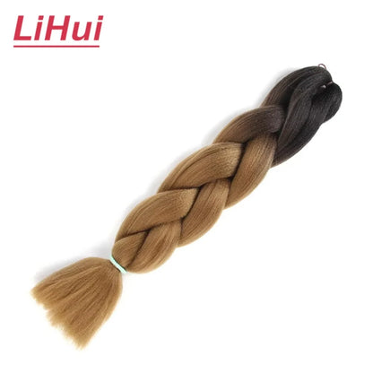 24 Inches Synthetic Braiding Hair Jumbo Braid Ombre Jumbo Hair Extension For Women DIY Hair Braids Purple Pink Yellow Gray