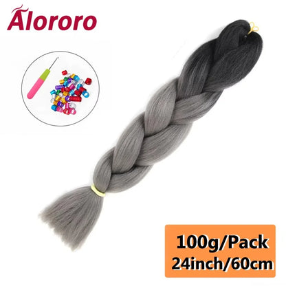 24 Inch Jumbo Braids for Hair Extensions Purple Synthetic Braiding Hair Accessories 100G/Pack Women DIY Hair for Crochet Braid