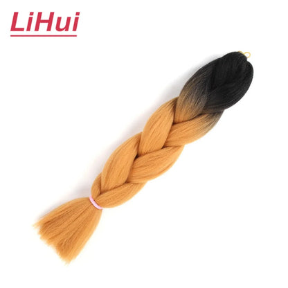 24 Inches Synthetic Braiding Hair Jumbo Braid Ombre Jumbo Hair Extension For Women DIY Hair Braids Purple Pink Yellow Gray