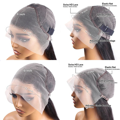200 Density Body Wave 360 HD Transparent Lace Front Human Hair Wig 13x4 13x6 Lace Frontal Wigs Pre Plucked
