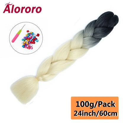 24 Inch Jumbo Braids for Hair Extensions Purple Synthetic Braiding Hair Accessories 100G/Pack Women DIY Hair for Crochet Braid