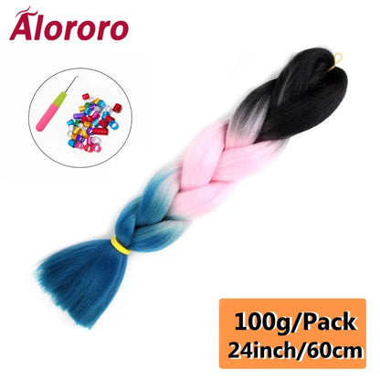 24 Inch Jumbo Braids for Hair Extensions Purple Synthetic Braiding Hair Accessories 100G/Pack Women DIY Hair for Crochet Braid