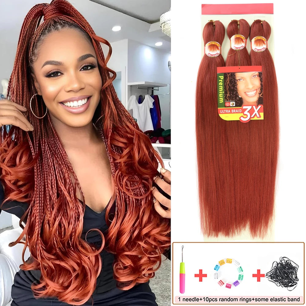 Pre Stretched Braiding Hair 26in 3 Packs Black Braiding Hair Synthetic Prestretched Braid Hair Extensions Crochet Twist Braids
