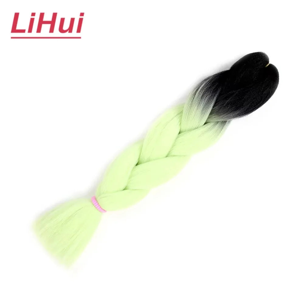 24 Inches Synthetic Braiding Hair Jumbo Braid Ombre Jumbo Hair Extension For Women DIY Hair Braids Purple Pink Yellow Gray