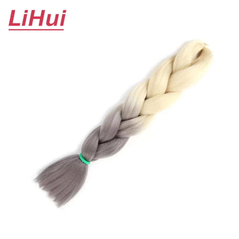 24 Inches Synthetic Braiding Hair Jumbo Braid Ombre Jumbo Hair Extension For Women DIY Hair Braids Purple Pink Yellow Gray