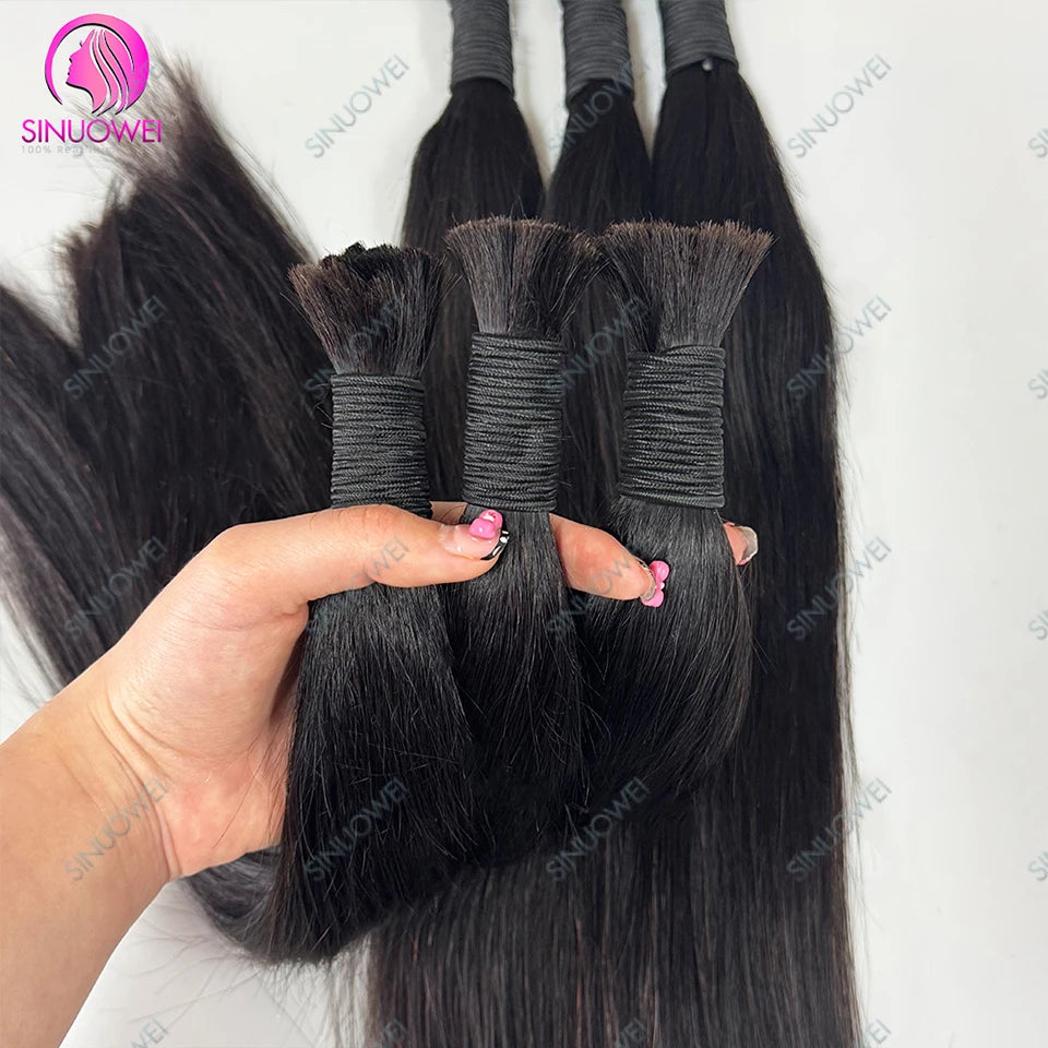 3 Bundles Braiding Bulk 100% Human Hair Bone Straight Unprocessed Human Hair Extensions 1/3 Bundles Brazilian Hair For Braiding