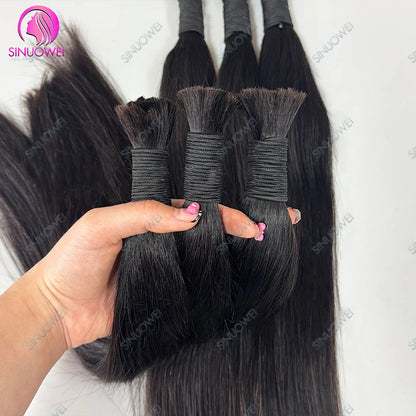 3 Bundles Braiding Bulk 100% Human Hair Bone Straight Unprocessed Human Hair Extensions 1/3 Bundles Brazilian Hair For Braiding