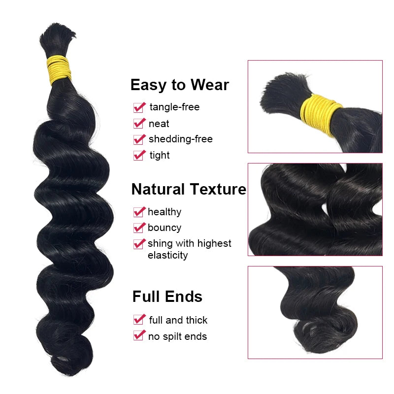 Loose Deep Human Braiding Hair 100g/pc Natural Black Curly Bulk Human Hair for Braiding No Weft Unprocessed Brazilian Human Hair