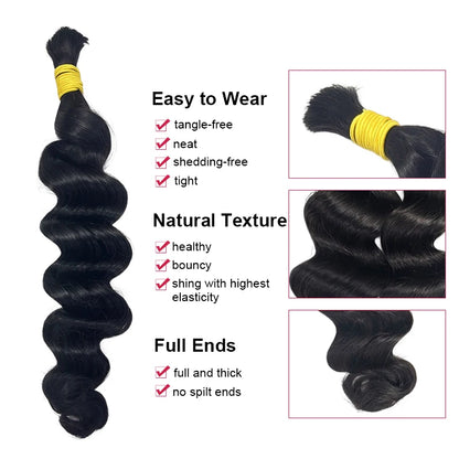 Loose Deep Human Braiding Hair 100g/pc Natural Black Curly Bulk Human Hair for Braiding No Weft Unprocessed Brazilian Human Hair