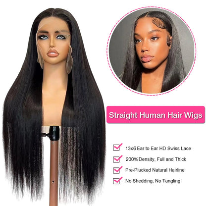 36inch Straight Ready To Wear And Go Glue-less Wig 100% Human Hair 13x6 HD Precut Lace Frontal Bob Wigs